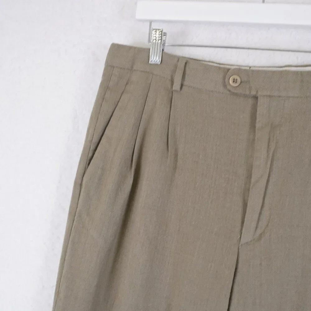 Zanella Nordstrom Bennett Tan Tweed Wool Herringbone Mid Rise Dress‎ Pants 34/29
